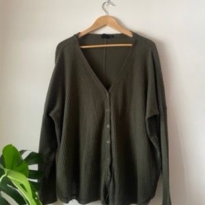 Waffle Button Up Cardigan